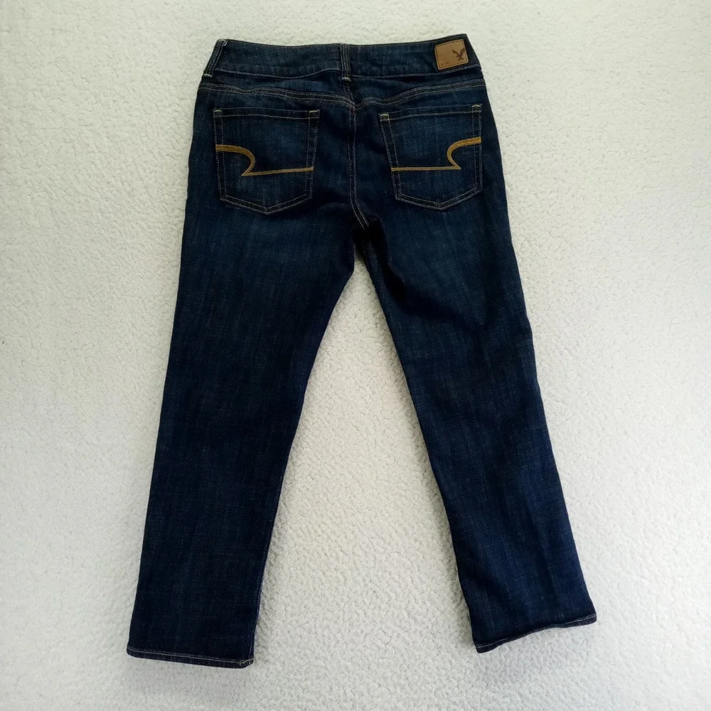 American Eagle Outfitters Artist Crop Dark Wash Denim Jeans Women's Size 6 - Picture 8 of 9